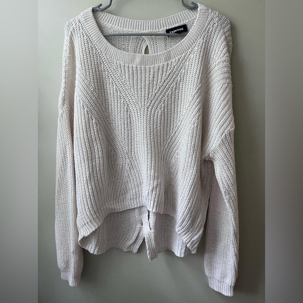 Express Open Back Cream Knit Sweater